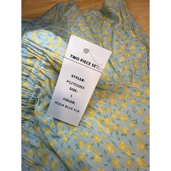 Pink Rose Womens Skirt Teal Small - Picture 3 of 4